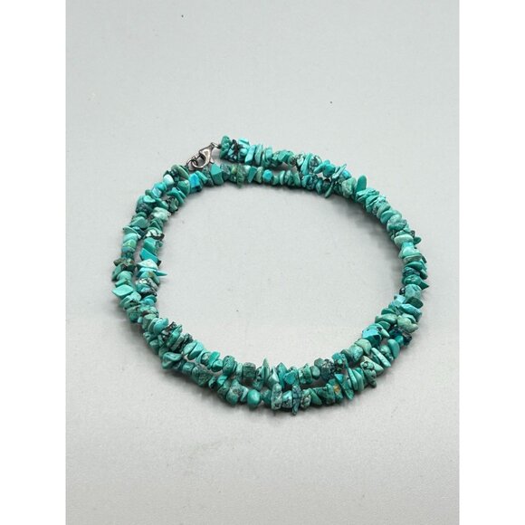 Vintage DTR Turquoise Chips Necklace Jay King Desert Trade Rose Beaded Strand - Picture 3 of 7
